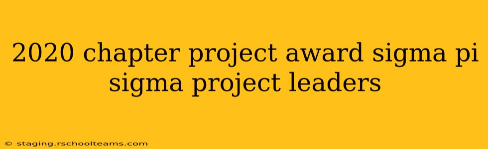 2020 chapter project award sigma pi sigma project leaders