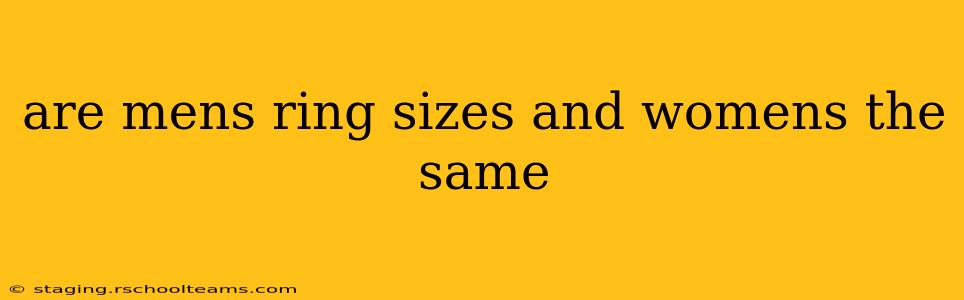 are mens ring sizes and womens the same