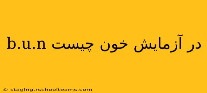 b.u.n در آزمایش خون چیست b.u.n در آزمایش خون چیست