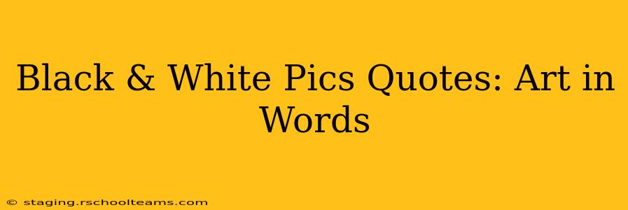 Black & White Pics Quotes: Art in Words