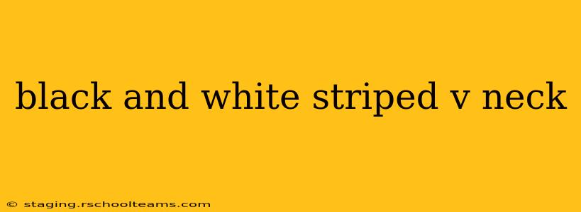 black and white striped v neck