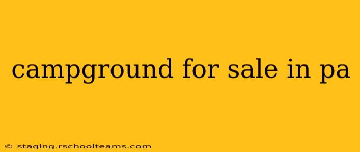 campground for sale in pa