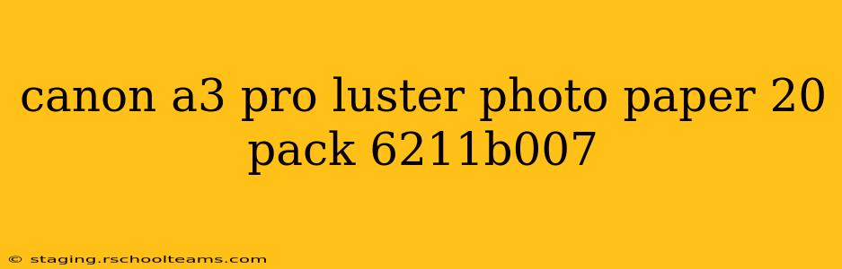 canon a3 pro luster photo paper 20 pack 6211b007
