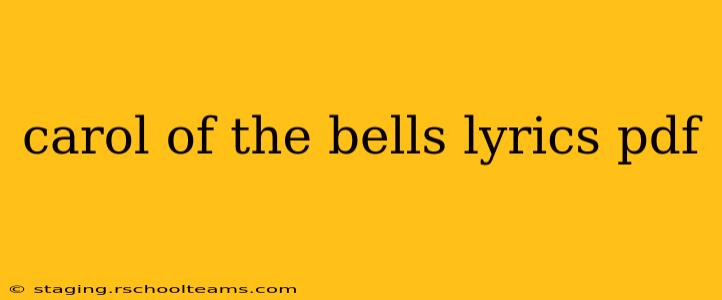 carol of the bells lyrics pdf