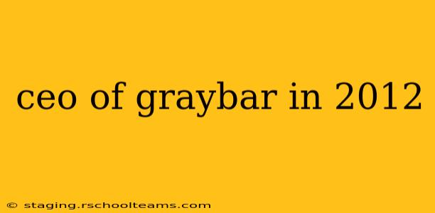 ceo of graybar in 2012