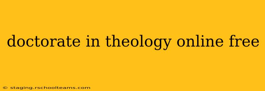 doctorate in theology online free