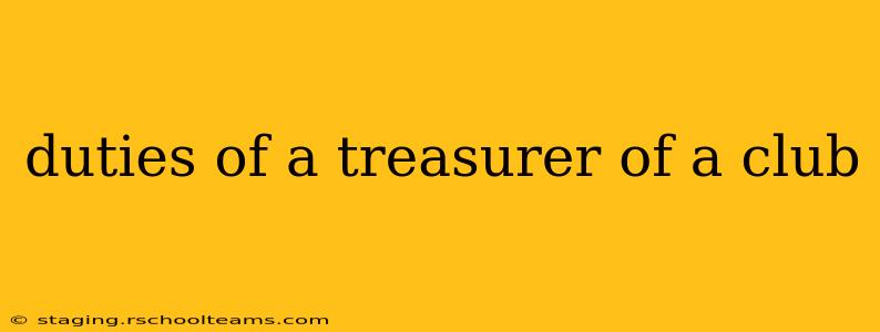 duties of a treasurer of a club