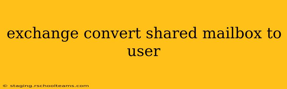 exchange convert shared mailbox to user