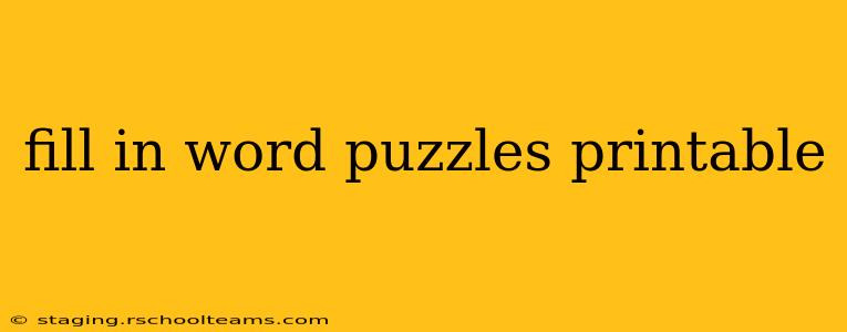 fill in word puzzles printable