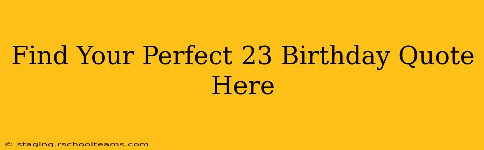 Find Your Perfect 23 Birthday Quote Here