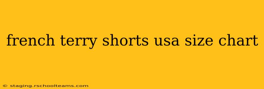 french terry shorts usa size chart