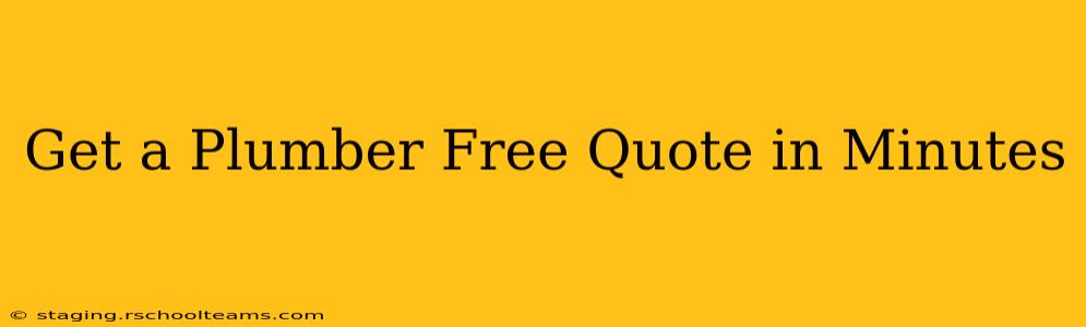 Get a Plumber Free Quote in Minutes