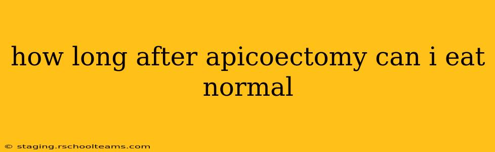 how long after apicoectomy can i eat normal