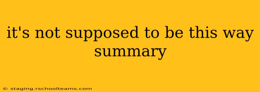 it's not supposed to be this way summary