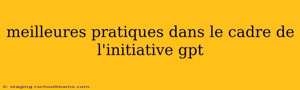 meilleures pratiques dans le cadre de l'initiative gpt