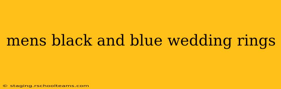mens black and blue wedding rings