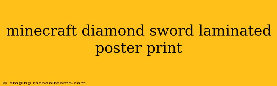 minecraft diamond sword laminated poster print