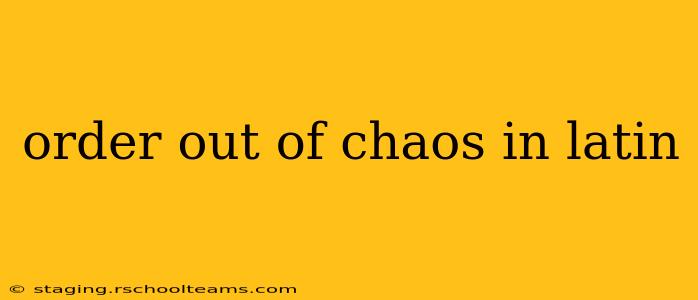 order out of chaos in latin