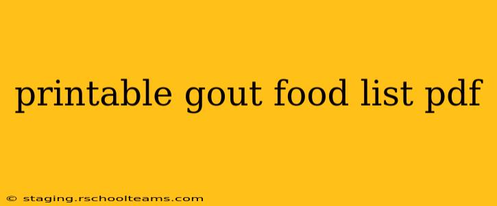 printable gout food list pdf
