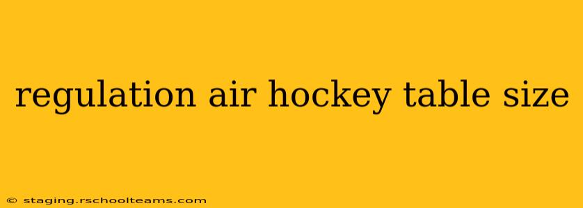 regulation air hockey table size