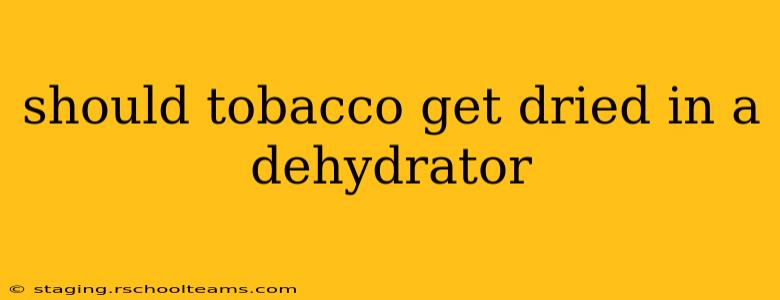 should tobacco get dried in a dehydrator