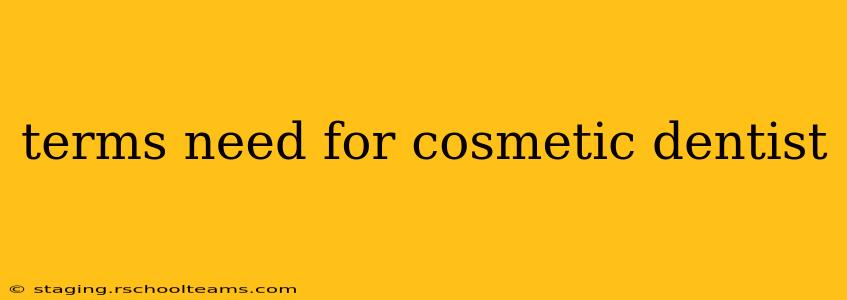 terms need for cosmetic dentist