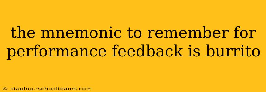 the mnemonic to remember for performance feedback is burrito