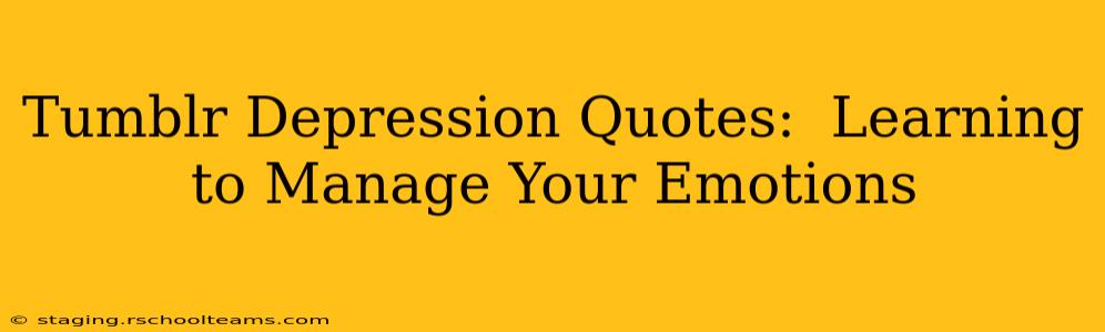 Tumblr Depression Quotes:  Learning to Manage Your Emotions