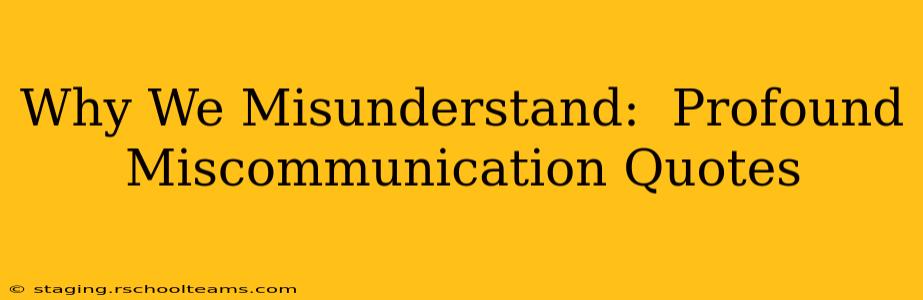 Why We Misunderstand:  Profound Miscommunication Quotes